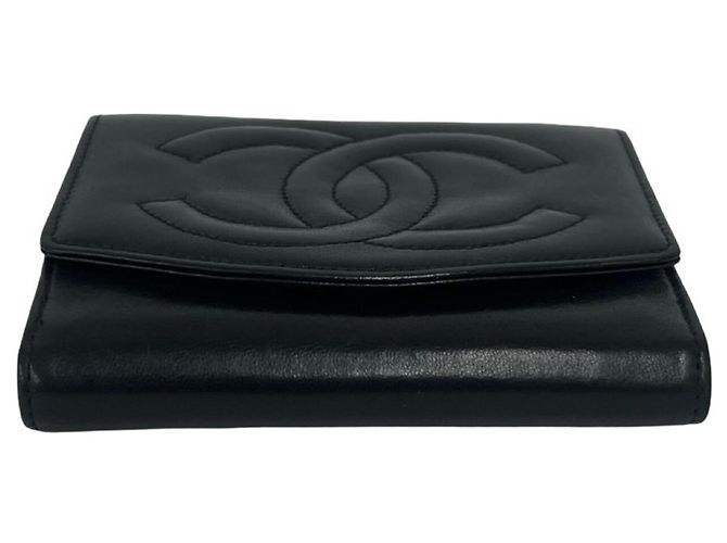 Timeless Chanel Vintage Large Coco Lambskin Bi-fold Wallet Black - view 6