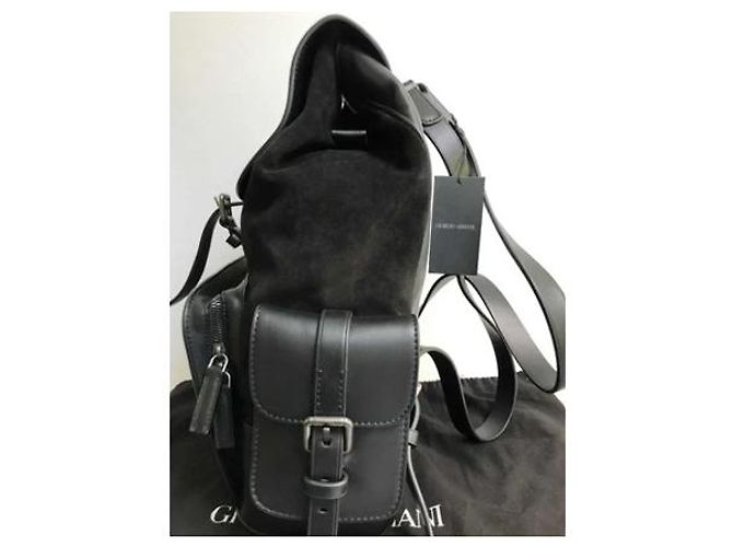 Giorgio Armani Zaino in Pelle e Scamosciato - Nero - vista 6