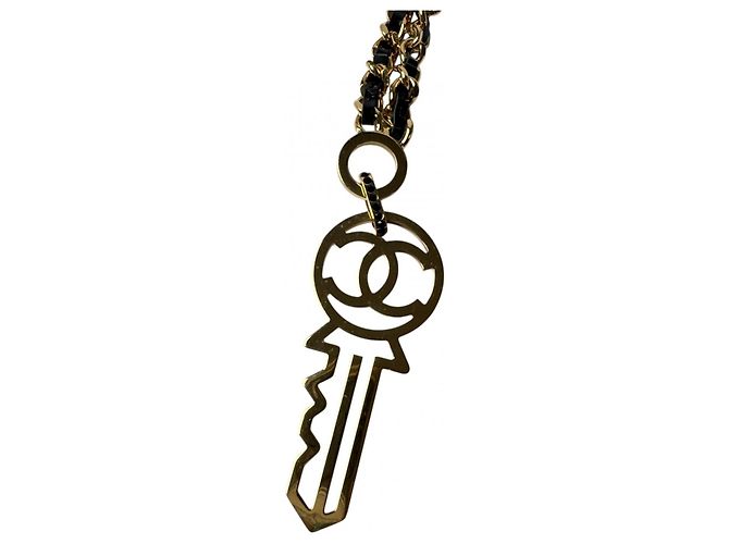 Chanel Coco Mark Key Motif Halskette B17A für Damen Schwarz Golden - Ansicht 4