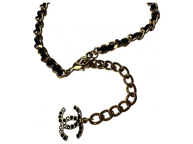 Chanel Coco Mark Key Motif Halskette B17A für Damen Schwarz Golden - Ansicht 5