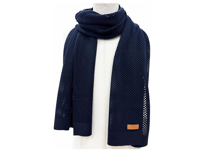 Hermès Stola in cashmere e pelle HERMES Blu navy - vista 2