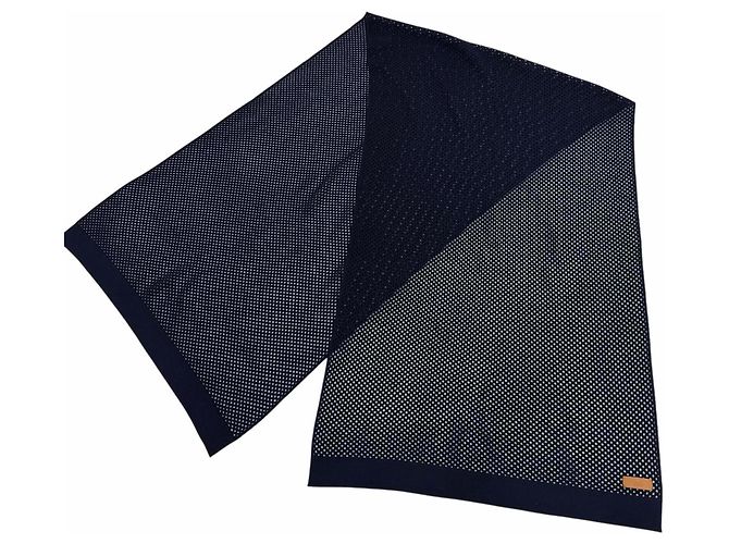 Hermès Stola in cashmere e pelle HERMES Blu navy - vista 3