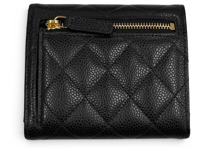 Chanel AP0231 Caviar Skin Matelassé Classic Small Flap Wallet Nero - vista 3