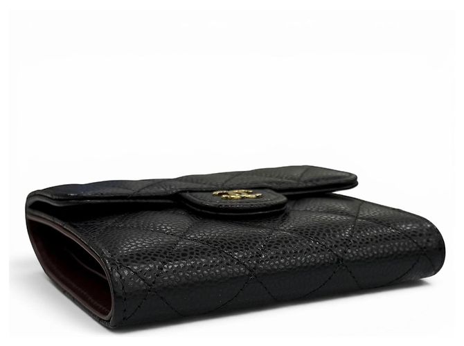 Chanel AP0231 Caviar Skin Matelassé Classic Small Flap Wallet Nero - vista 4
