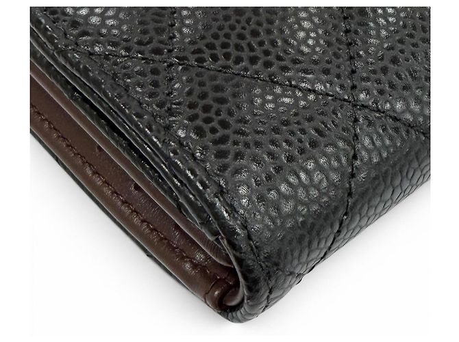 Chanel AP0231 Caviar Skin Matelassé Classic Small Flap Wallet Nero - vista 7