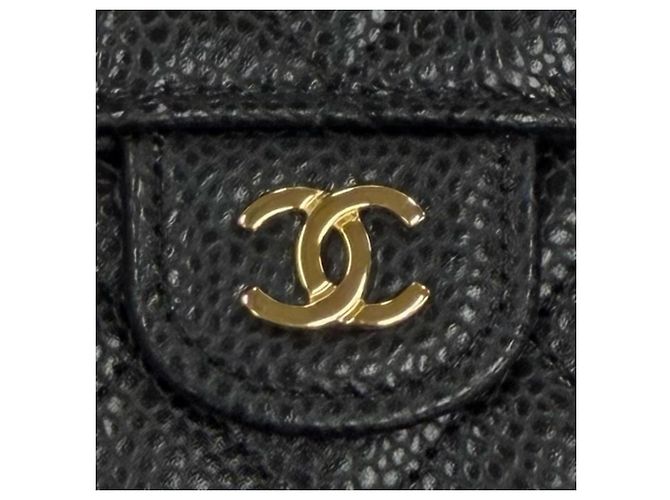 Chanel AP0231 Caviar Skin Matelassé Classic Small Flap Wallet Nero - vista 8