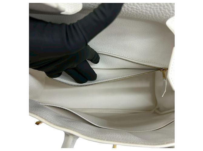 Hermès Borsa Hermes Birkin 30 in pelle Taurillon Clemence bianca Bianco - vista 10