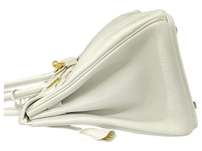 Hermès Borsa Hermes Birkin 30 in pelle Taurillon Clemence bianca Bianco - vista 5