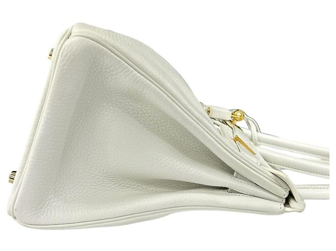 Hermès Borsa Hermes Birkin 30 in pelle Taurillon Clemence bianca Bianco - vista 6