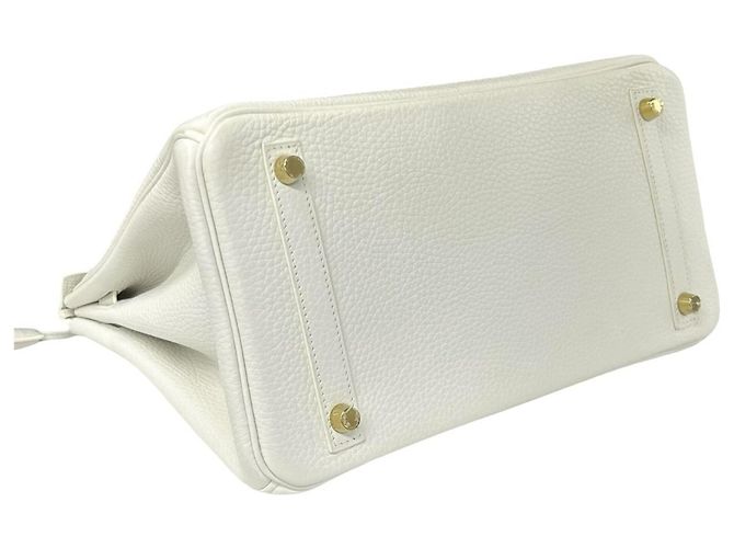 Hermès Borsa Hermes Birkin 30 in pelle Taurillon Clemence bianca Bianco - vista 7