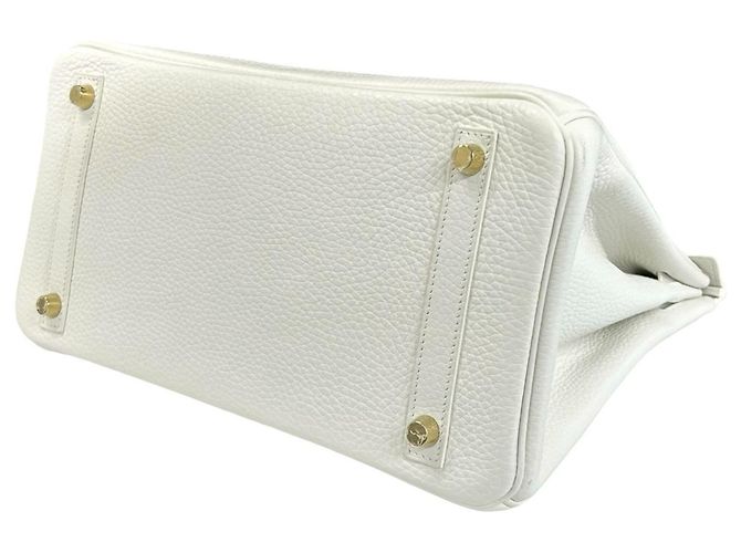 Hermès Borsa Hermes Birkin 30 in pelle Taurillon Clemence bianca Bianco - vista 8