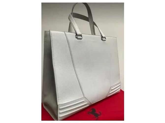 Autre Marque Ferrari GT Borsa Tote in pelle bianca Bianco - vista 4