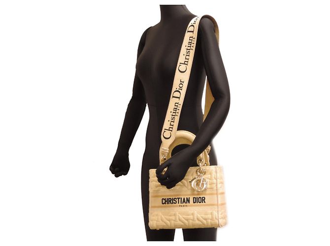 Borsa Christian Dior Lady D-Lite Medium Beige - vista 9