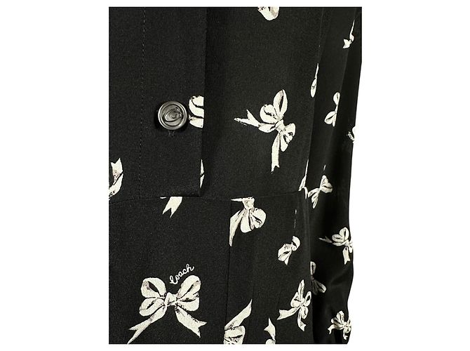 Coach Vestido camisa em seda preta com estampa de laços Preto Branco - vista 7