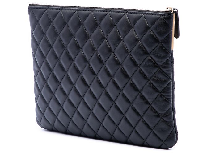 Chanel Black CC Bicolor gesteppte Lammhaut Clutch Schwarz - Ansicht 2