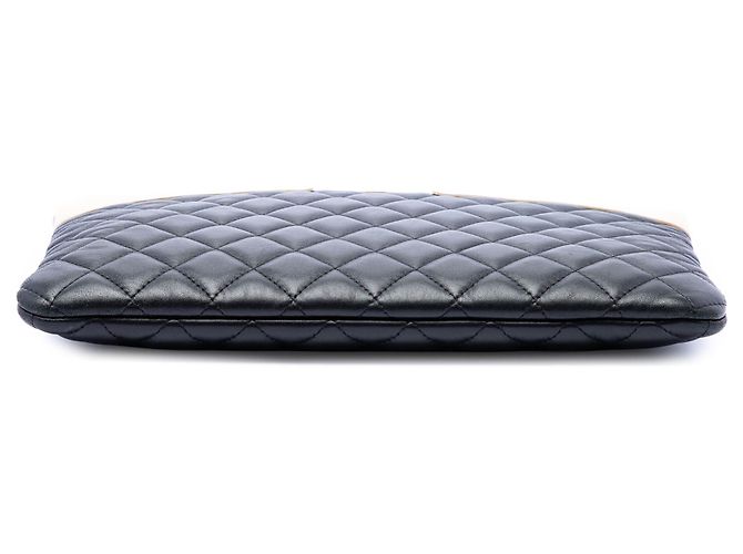 Chanel Black CC Bicolor gesteppte Lammhaut Clutch Schwarz - Ansicht 3