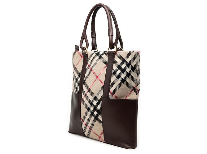 Tote in lana Burberry Beige Supernova Check - vista 2