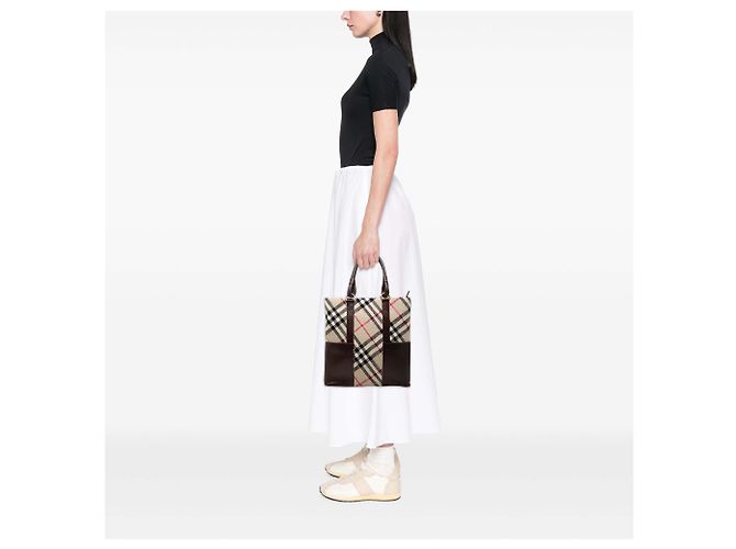 Tote in lana Burberry Beige Supernova Check - vista 6