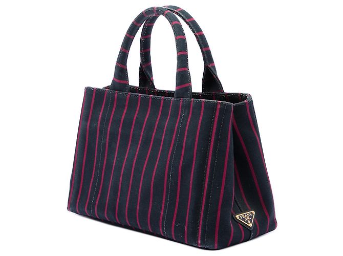 Prada Black Small Canvas Canapa Logo Stripes Satchel Schwarz - Ansicht 2