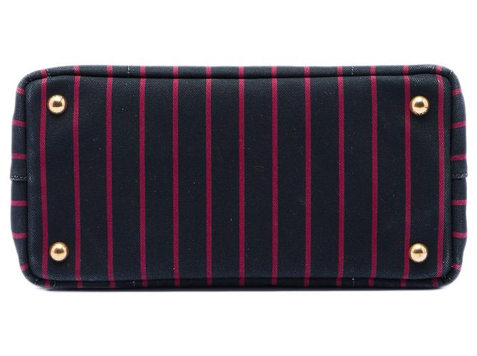 Prada Black Small Canvas Canapa Logo Stripes Satchel Schwarz - Ansicht 3