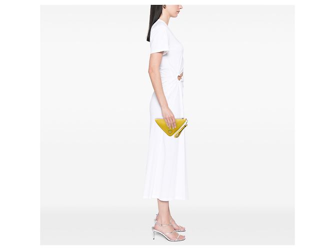 Pochette da polso Prada gialla in Saffiano con logo triangolo in rilievo Giallo - vista 6
