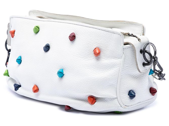 Borsa a tracolla Bottega Veneta in pelle di vitello granulata bianca Bianco - vista 2