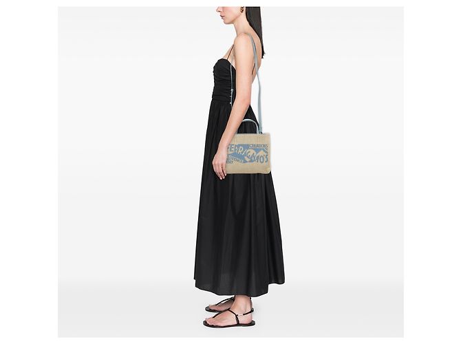 Salvatore Ferragamo Ferragamo Beige Ferragamos Creations Tote in Raffia Medium - vista 7