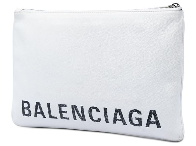 Pochette Ville Logo con zip in pelle bianca Balenciaga - vista 2