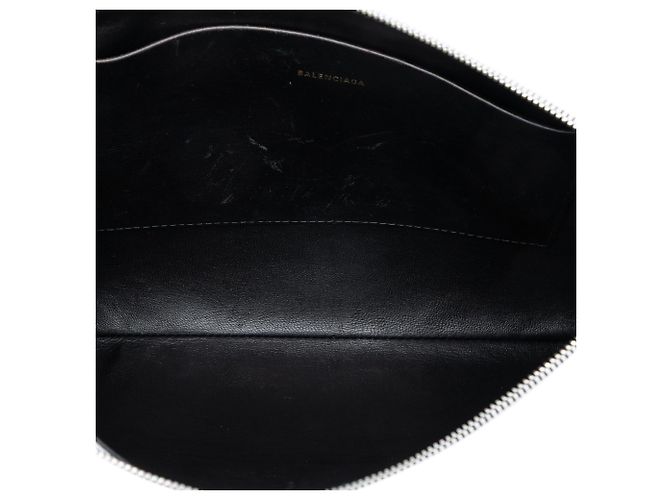 Pochette Ville Logo con zip in pelle bianca Balenciaga - vista 4
