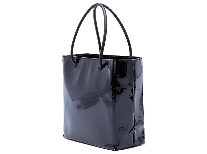 Tote shopping Balenciaga Black Patent Logo XXS - vista 2
