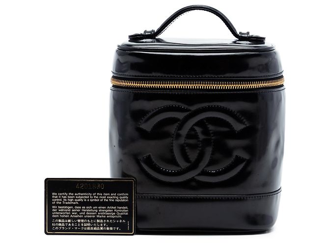Vanity Beauty case Chanel Black CC in vernice Nero - vista 7