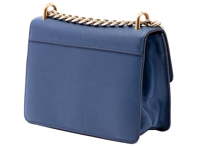 Borsa a tracolla con catena e chiusura Turnlock in Saffiano blu Prada Blu scuro - vista 2