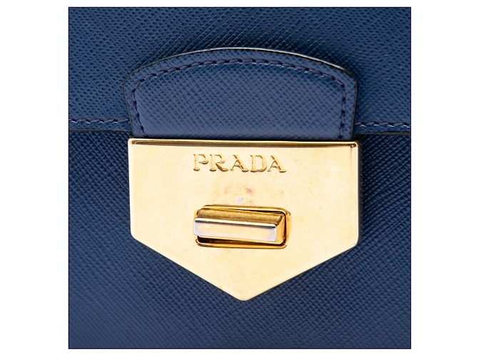 Borsa a tracolla con catena e chiusura Turnlock in Saffiano blu Prada Blu scuro - vista 5