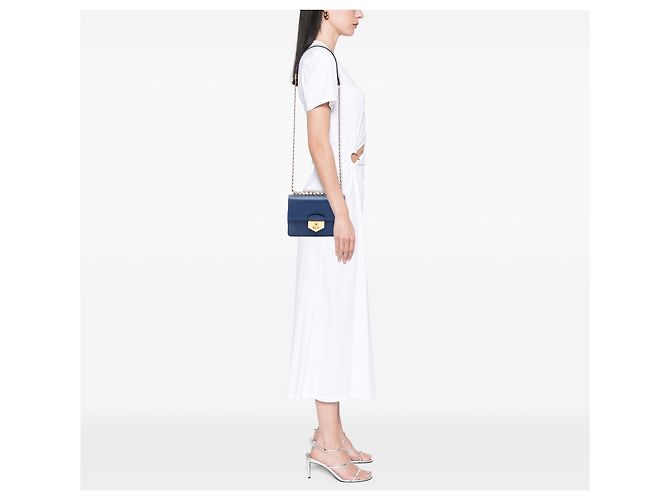 Borsa a tracolla con catena e chiusura Turnlock in Saffiano blu Prada Blu scuro - vista 6
