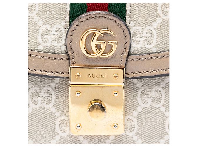 Gucci Beige Small GG Canvas Web Ophidia Top Handle Flap - vista 5