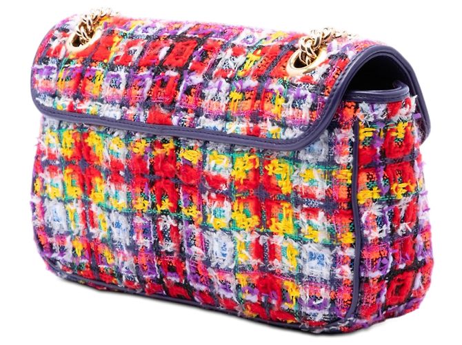 Borsa a tracolla Gucci Red Medium GG Marmont in tweed Rosso - vista 2