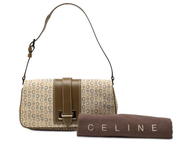 Céline Celine Brown C Macadam Canvas Schultertasche mit Klappe Braun Beige - Ansicht 8