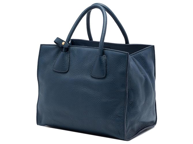 Tote convertibile aperto con tasca frontale in Vitello Daino blu Prada - vista 2