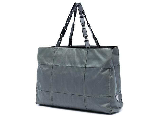Prada Impuntu Stoff Tote mit Kette in Grau Braun - Ansicht 2