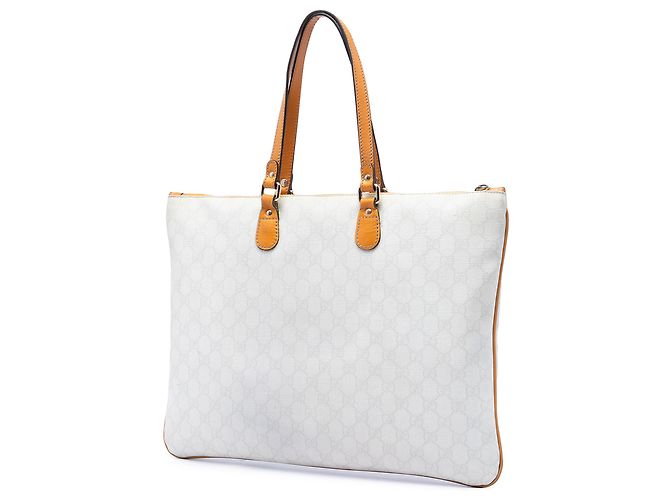 Gucci White Large GG Supreme Heritage Logo Tote Weiß - Ansicht 2