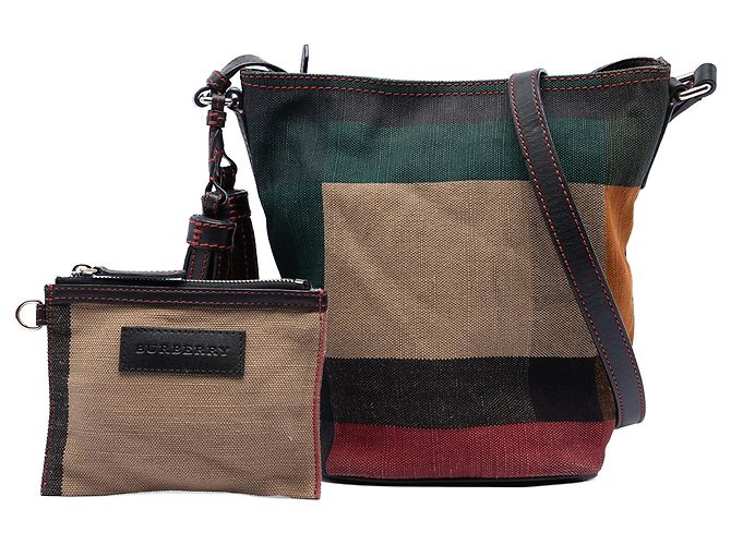Borsa bucket Ashby in tela Mini Mega Check marrone Burberry Marrone chiaro - vista 6