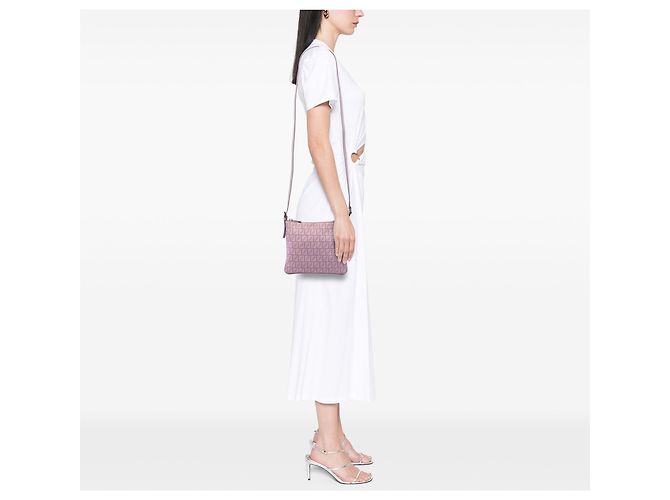 Fendi Zucchino Canvas Crossbody Rosa - vista 5