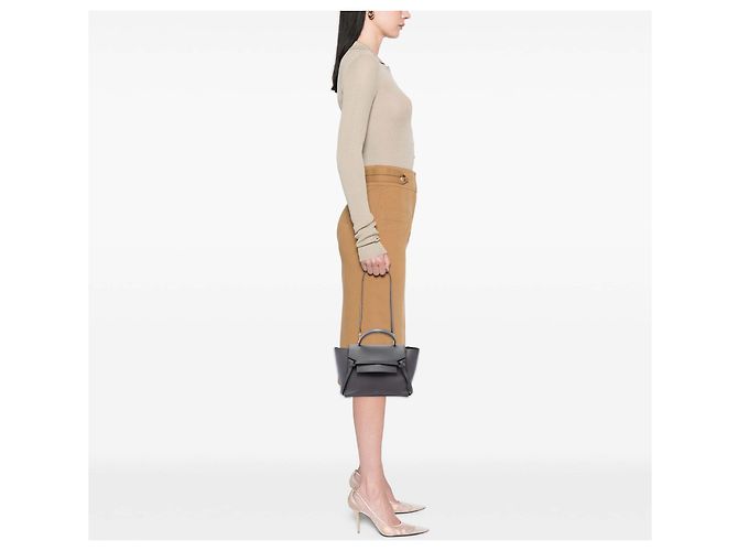 Céline Borsa a tracolla Celine Gray Mini Leather Belt Bag Marrone Grigio antracite - vista 6
