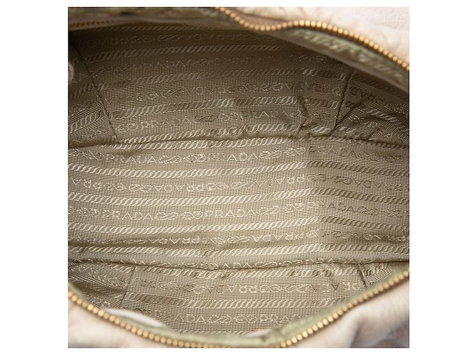 Pochette Prada Brown Vitello Daino Ruched Marron Beige - vue 4
