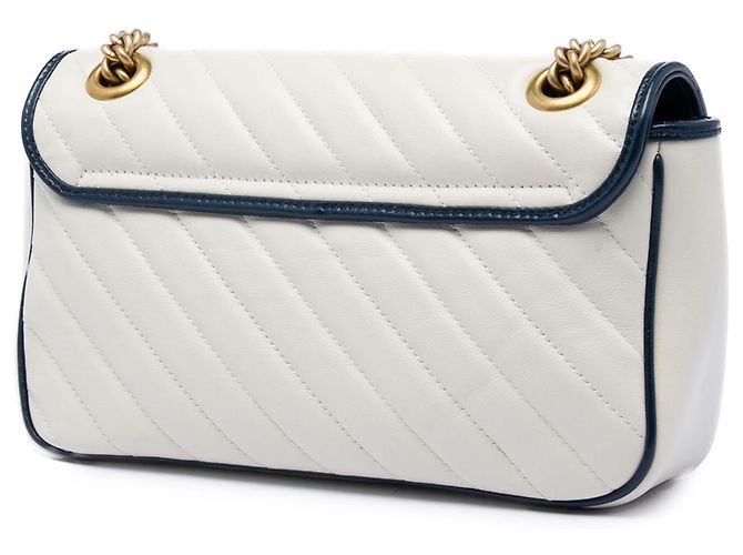 Borsa a tracolla Gucci White Medium GG Marmont Matelasse Diagonal Calfskin Torchon Bianco Bianco sporco - vista 2
