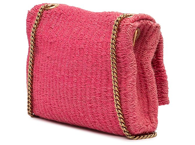 Saint Laurent Kate Monogram Crossbody-Bag aus Raphia in Pink, Größe Medium - Ansicht 2