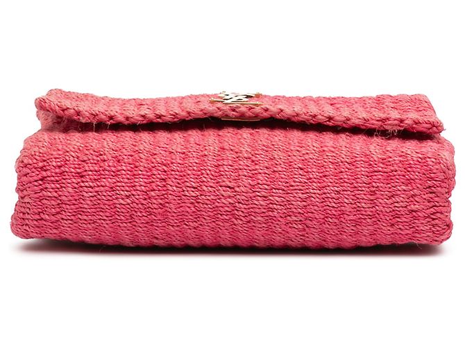 Saint Laurent Kate Monogram Crossbody-Bag aus Raphia in Pink, Größe Medium - Ansicht 3