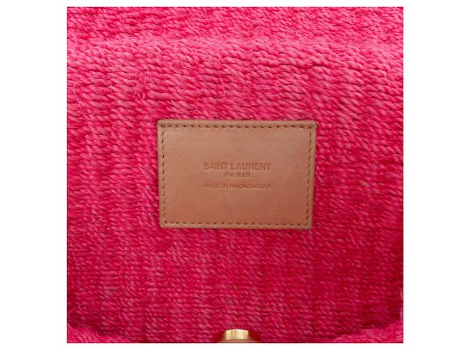 Saint Laurent Kate Monogram Crossbody-Bag aus Raphia in Pink, Größe Medium - Ansicht 5