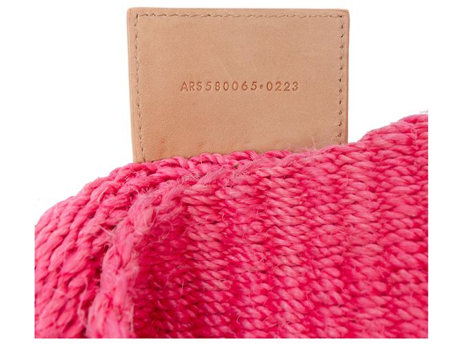 Saint Laurent Kate Monogram Crossbody-Bag aus Raphia in Pink, Größe Medium - Ansicht 6
