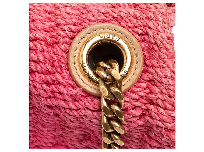 Saint Laurent Kate Monogram Crossbody-Bag aus Raphia in Pink, Größe Medium - Ansicht 8